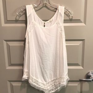 Boutique Lace Detail White Top